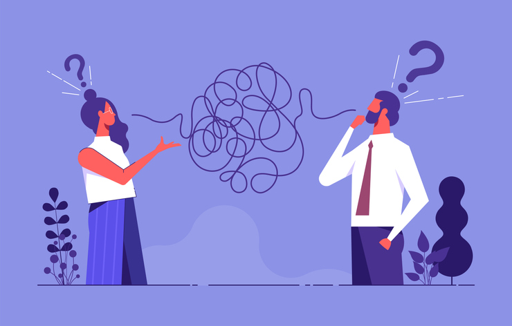 Influence and Effective Communication A graphic of two people transmitting information